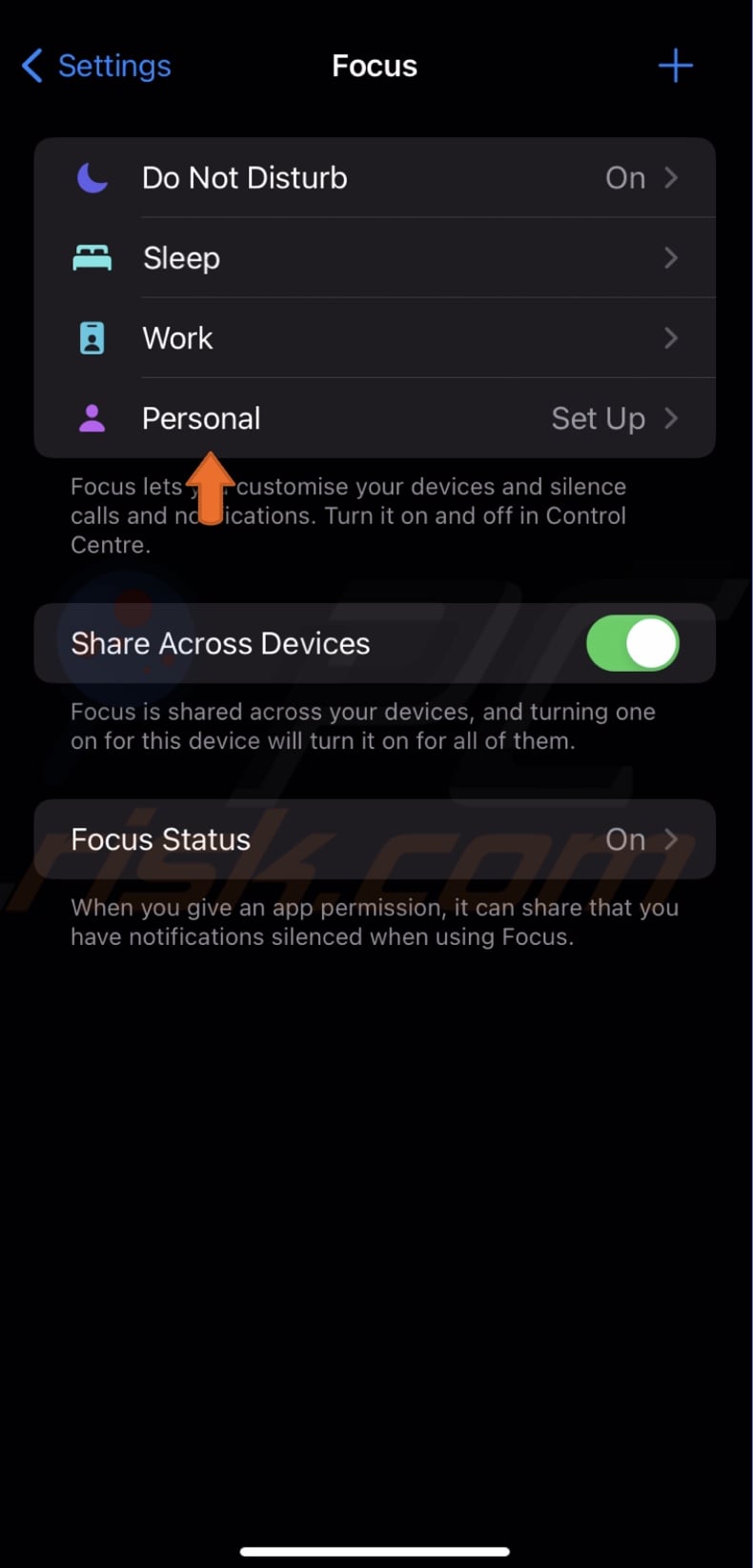 Select the Focus Mode