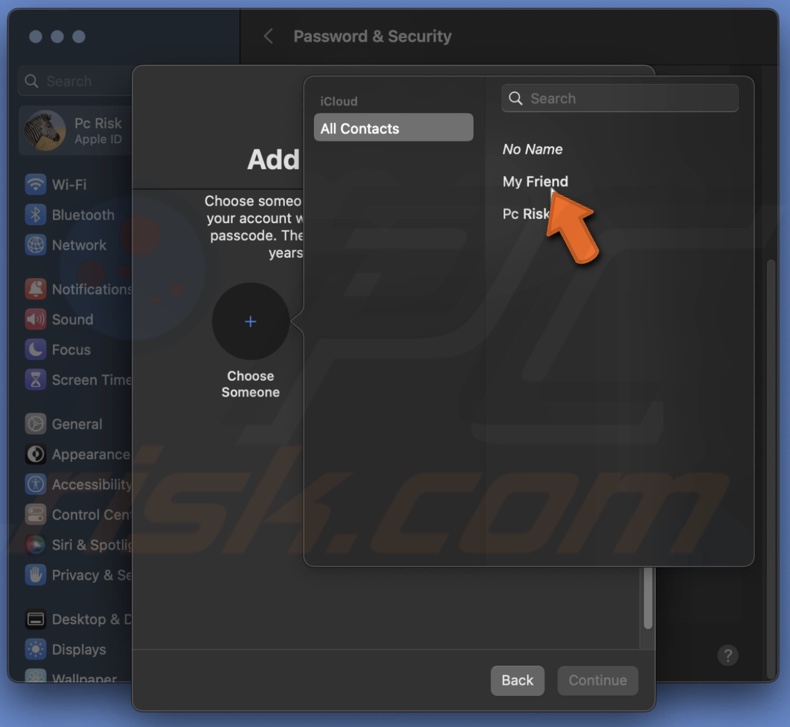 Add recovery contact
