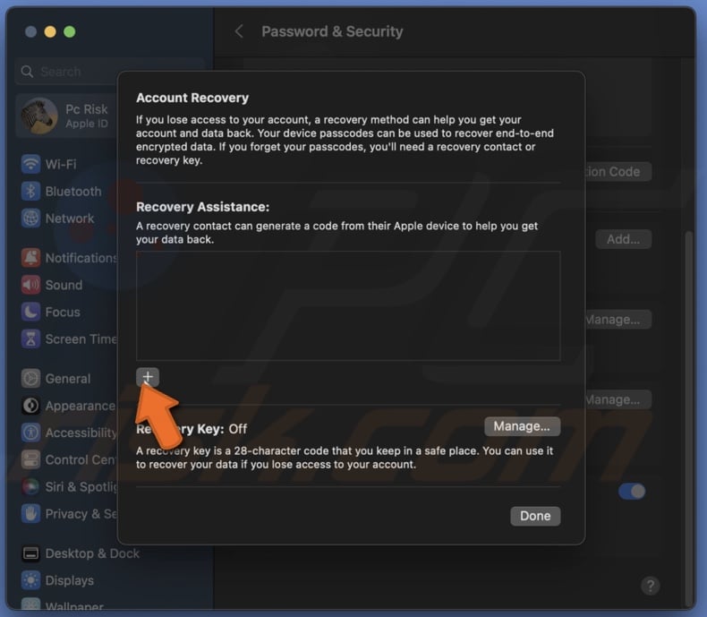 Click on the plus icon