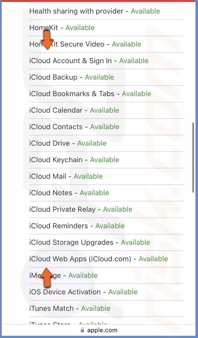 Check iCloud servers