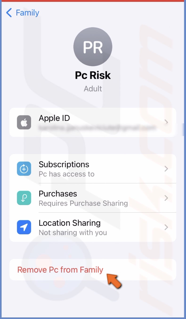 Remove member from family