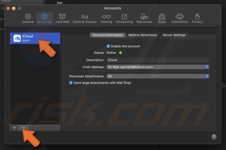 Remove account from Mail
