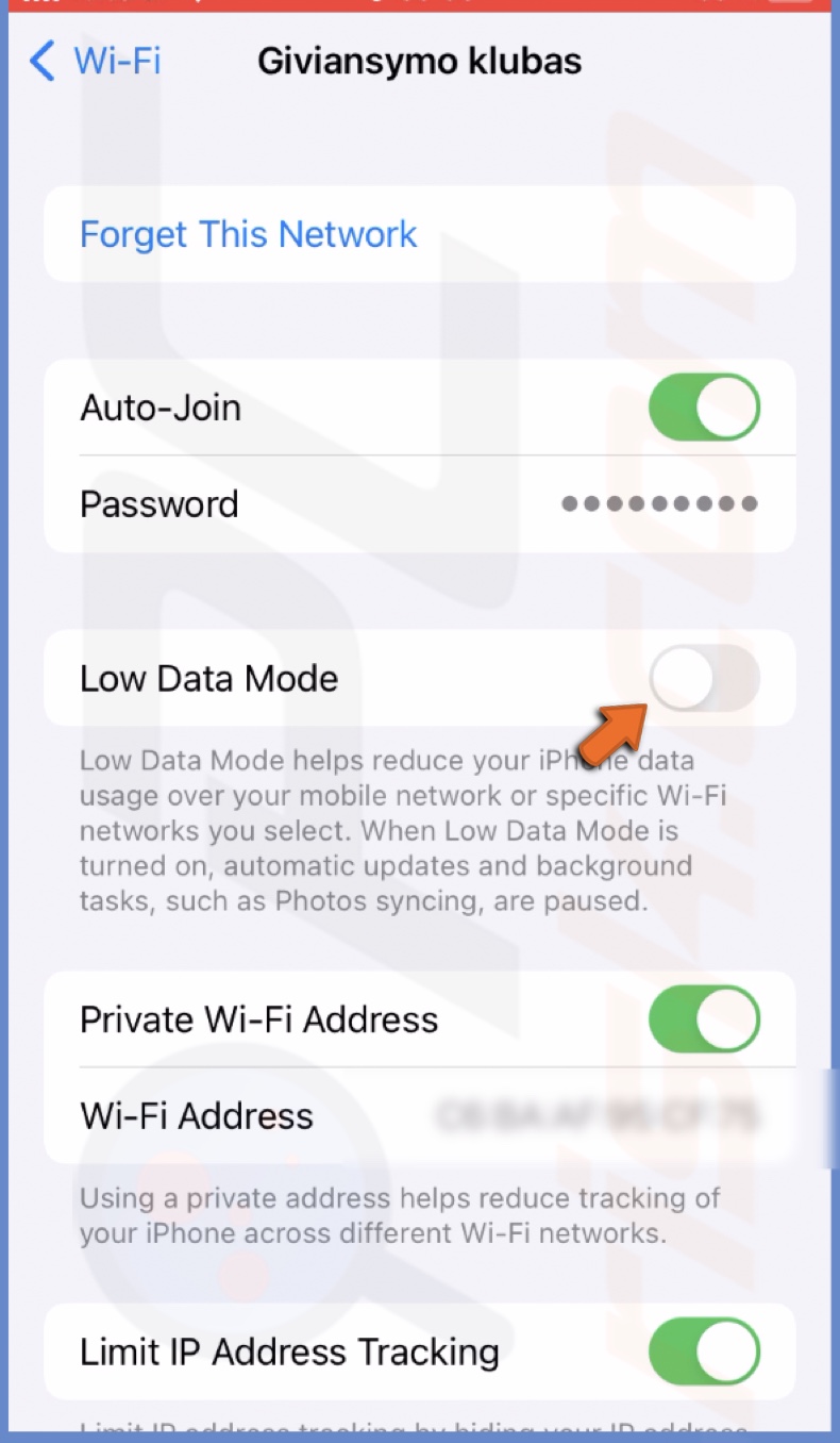 Disable the Low Data Mode