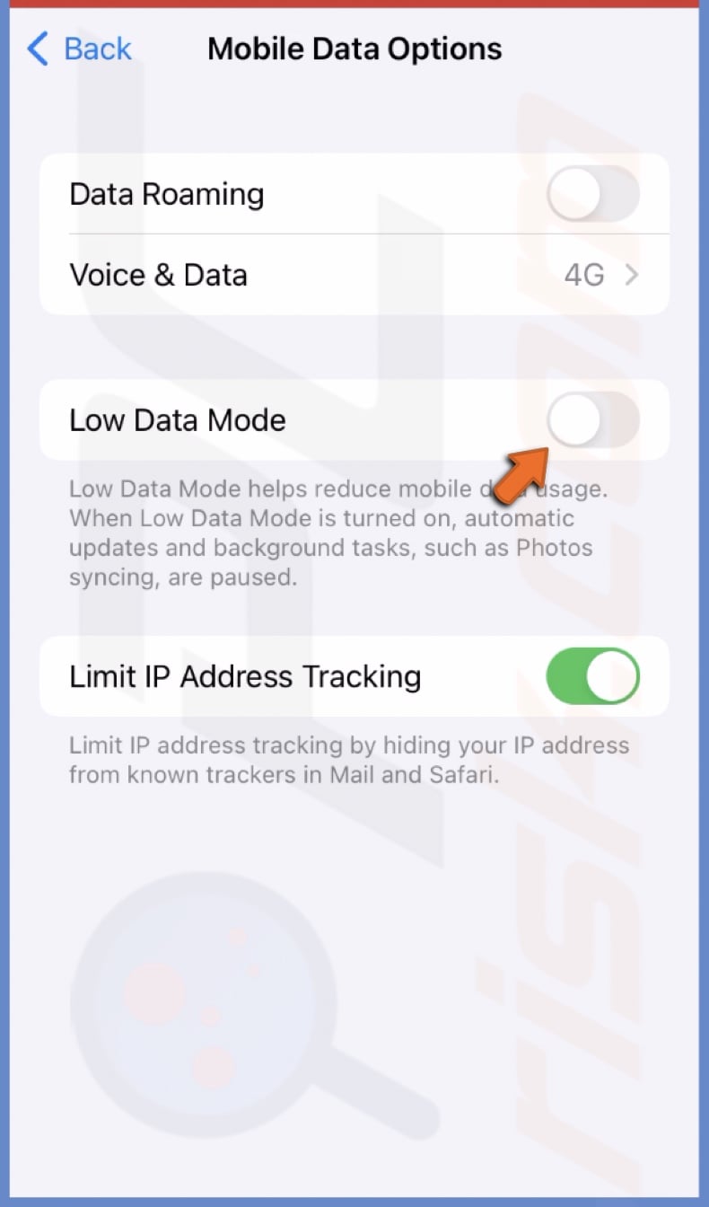 Disable the Low Data Mode