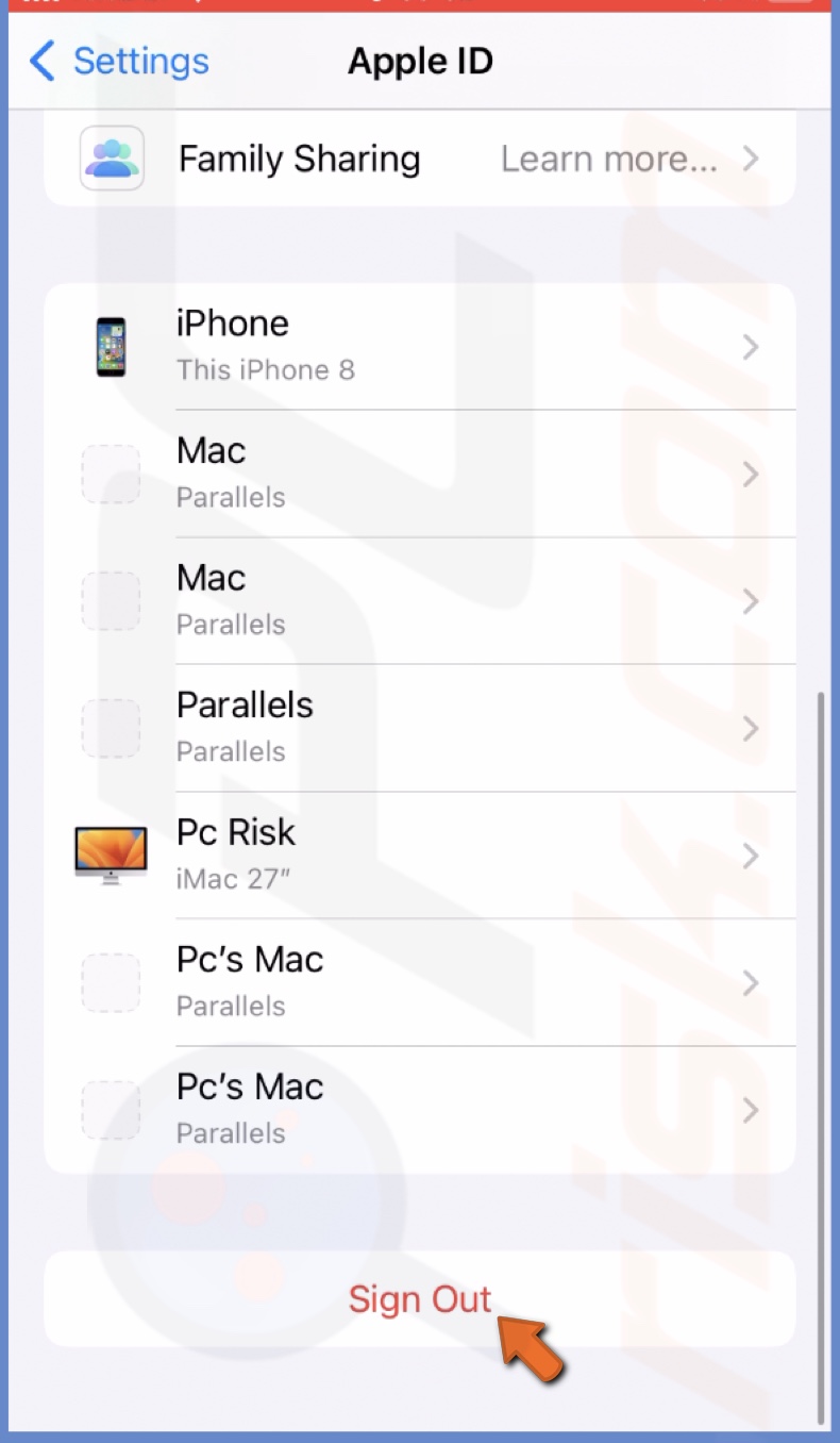 Sign out of Apple ID