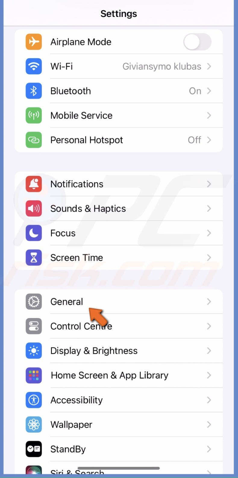 Go to General settings