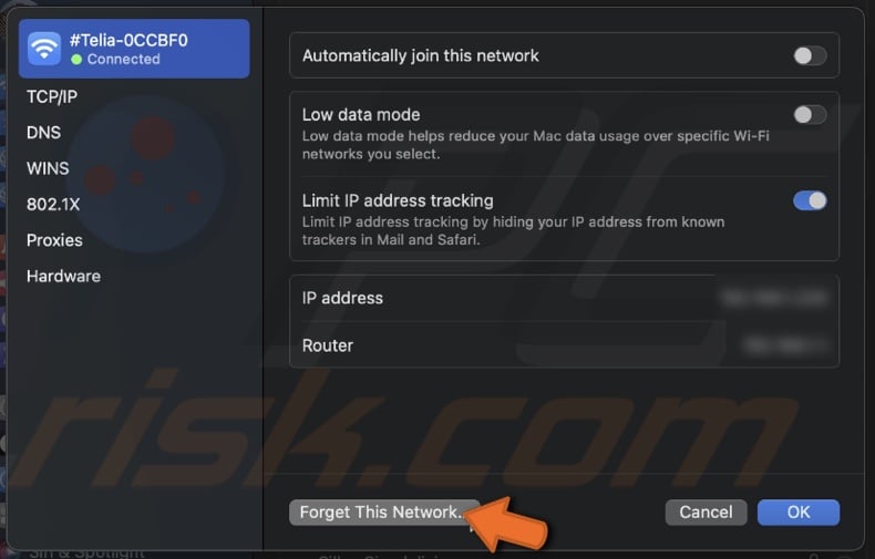 Click on Forget This Network