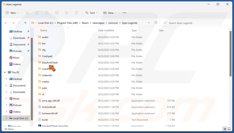 Access the EasyAntiCheat folder