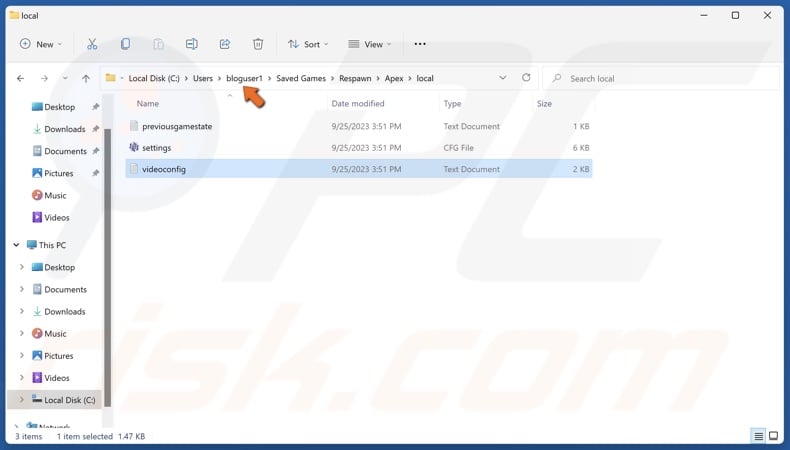 Click your username in the address bar