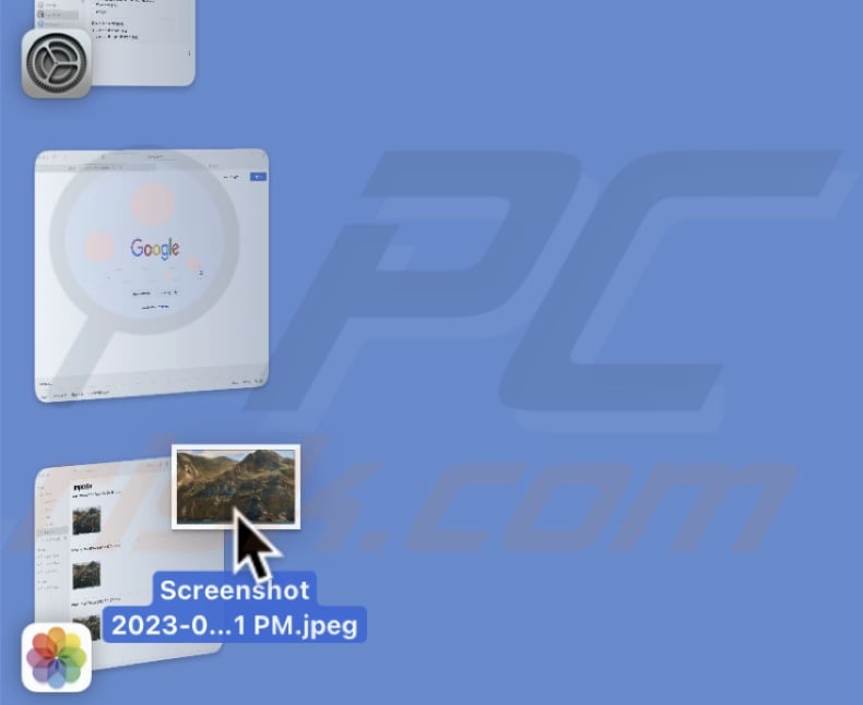 Hover file over app thumbnail