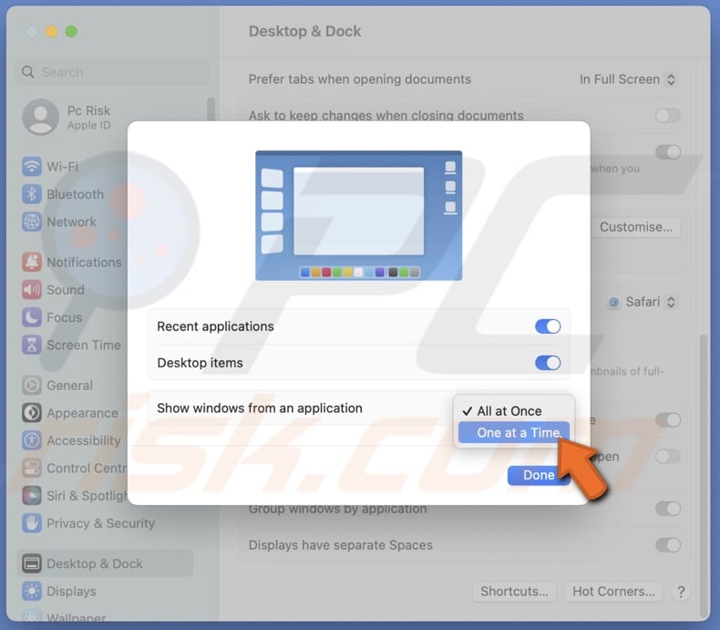 Show windows from an app 