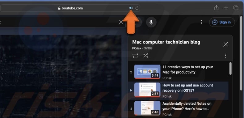Right-click on mute icon