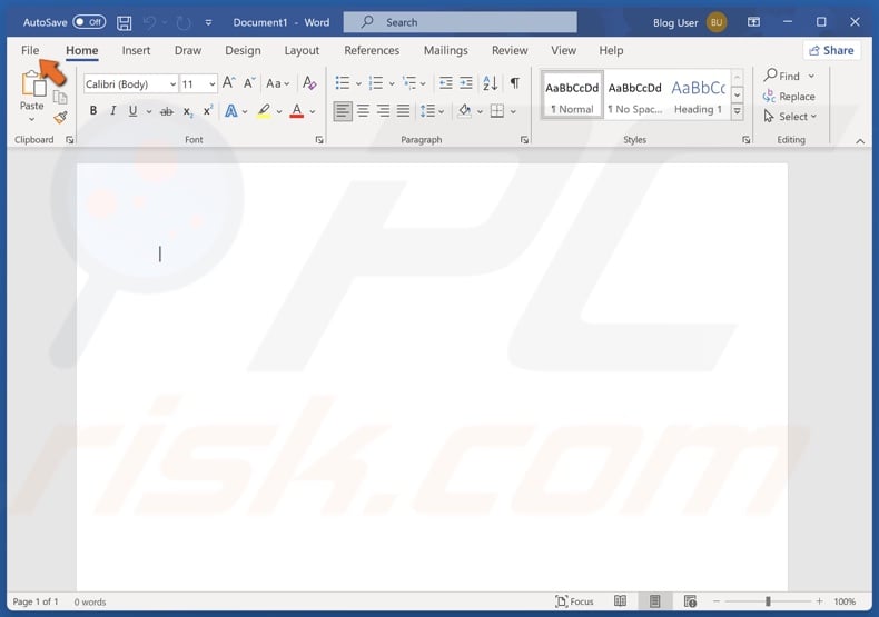 Click File in the toolbar