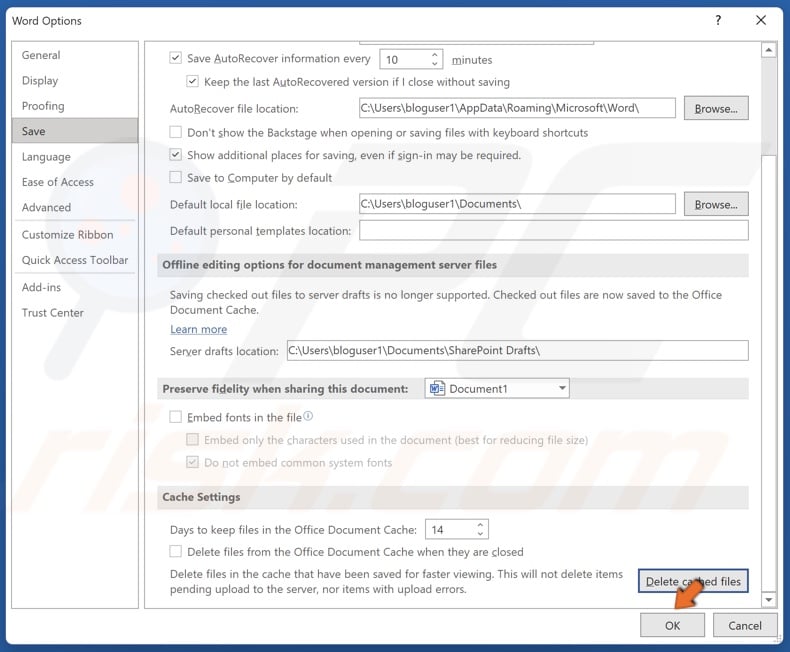 Click OK to close the Options window