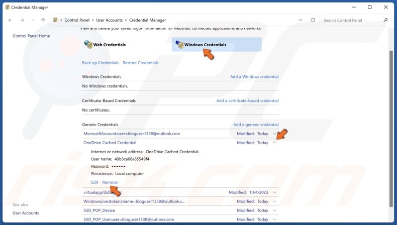 Remove OneDrive Cached Credentials and Microsoft Office-related credentials