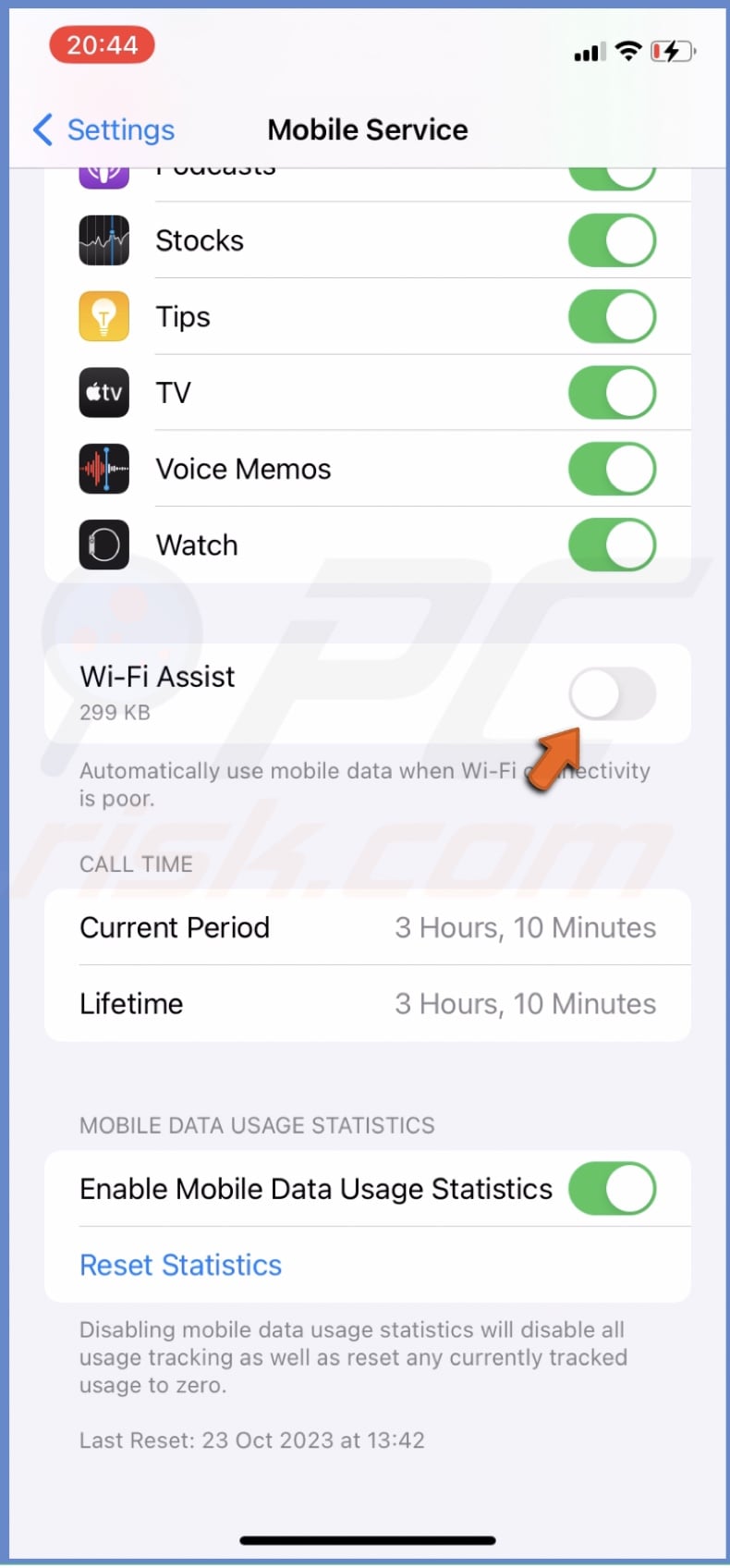 Disable Wi-Fi Assist
