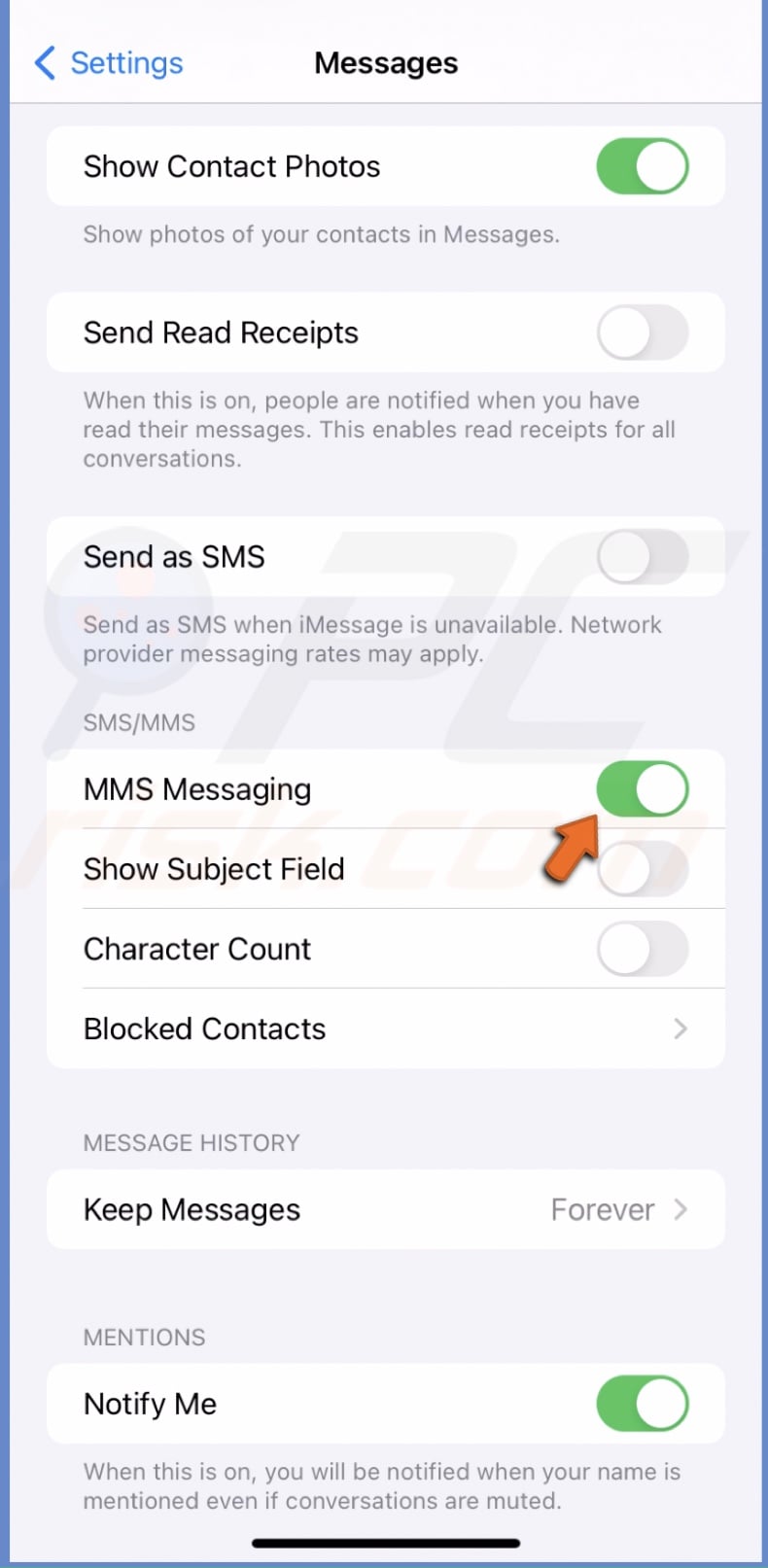 Enable MMS Messaging