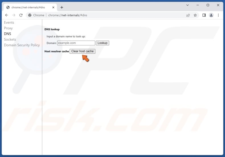 Click Clear host cache