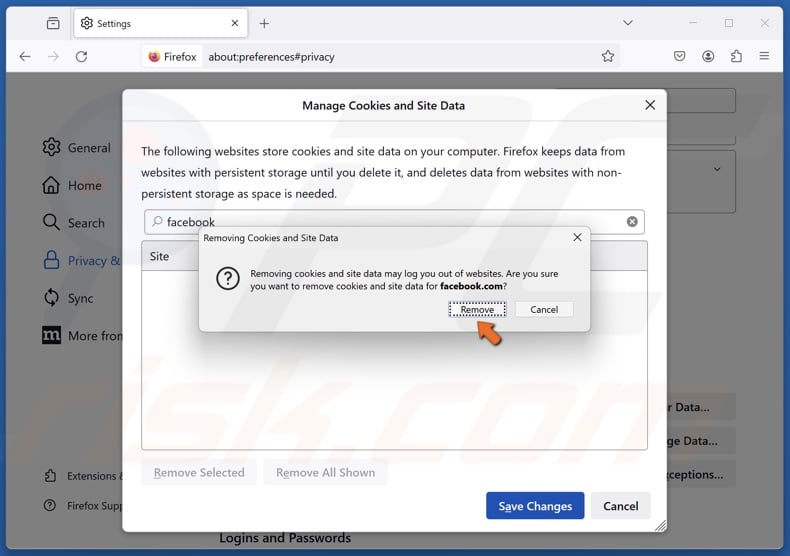 Click Remove when prompted
