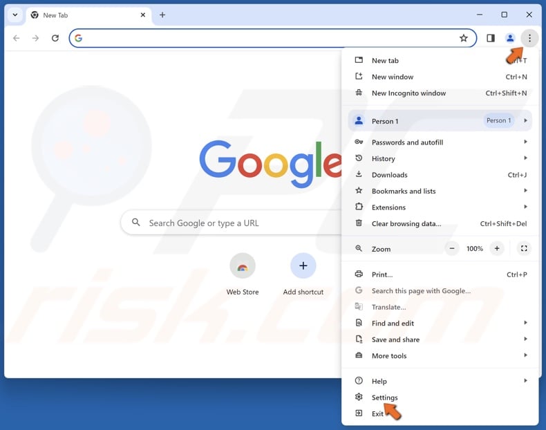 Click the three-dot menu button and click Settings
