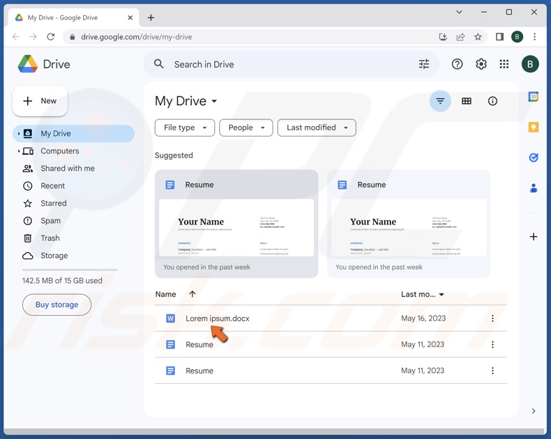 Open the file in Google Drive