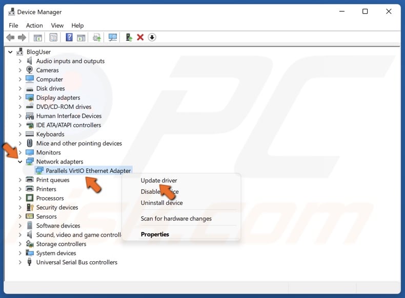 Right-click your network adapter and click Update driver