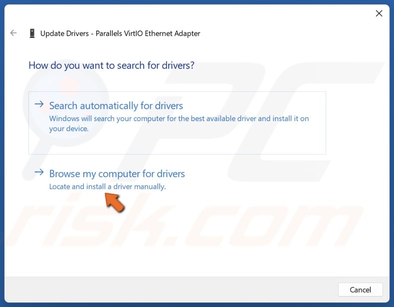 Select Browse my computer for drivers