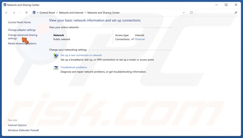 Click Change advanced sharing settings
