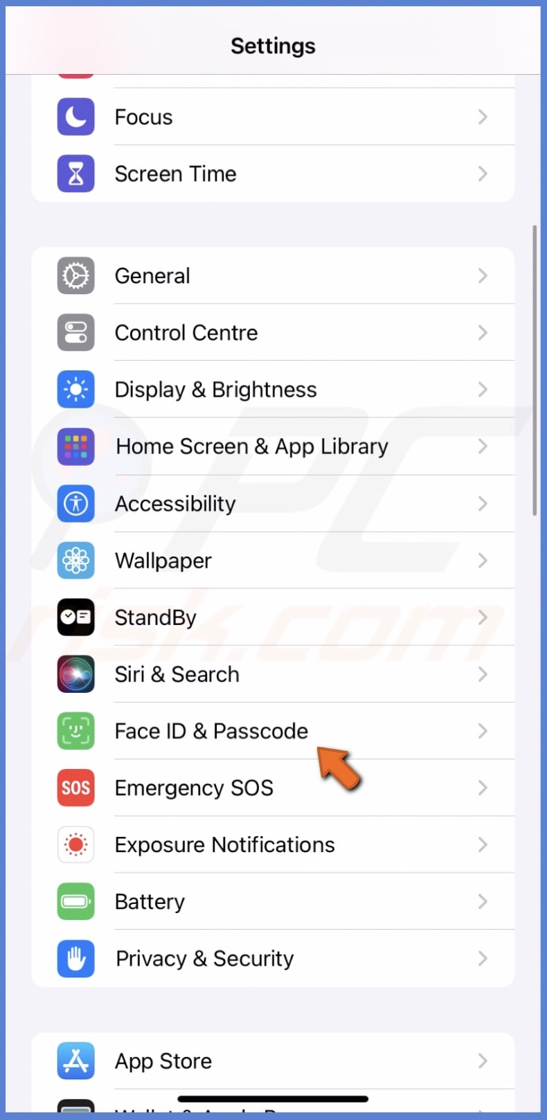 Go to Face ID & Passcode