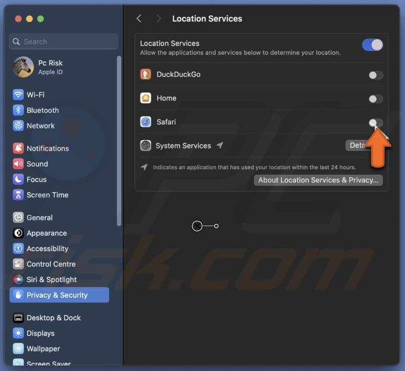 Allow Location Services for app