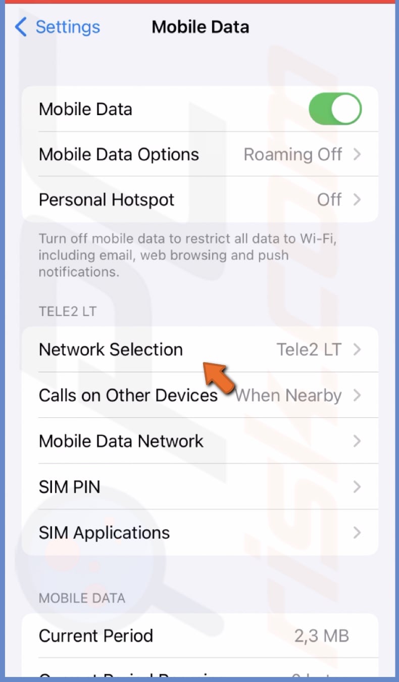 Go to Network Selection