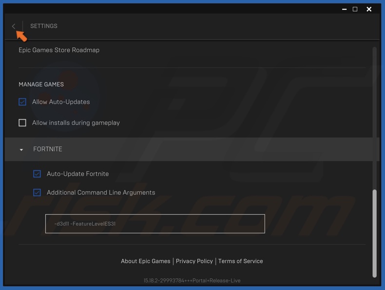 Close the Settings window
