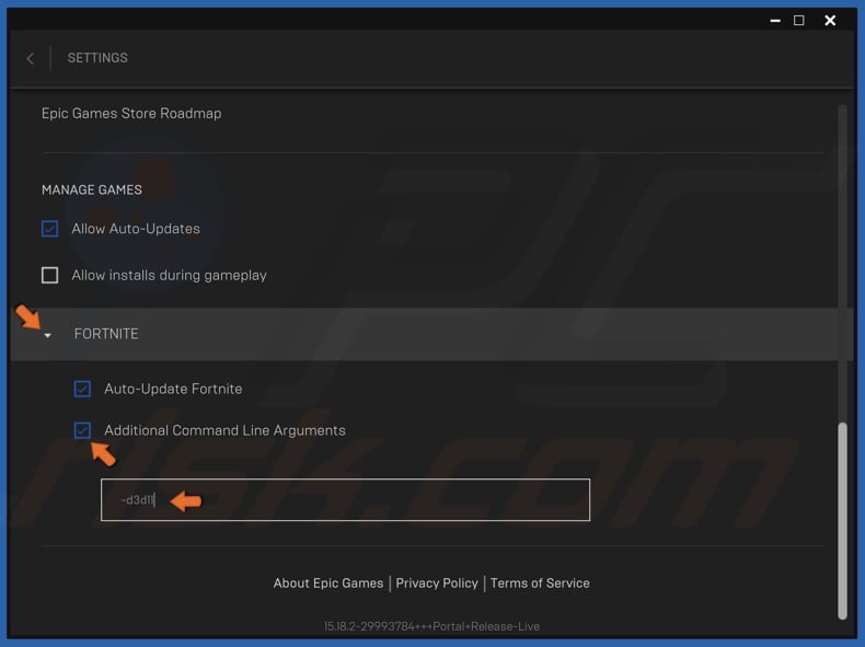 Mark the Additional Command Line Arguments checkbox and type in d3d11 in the text box