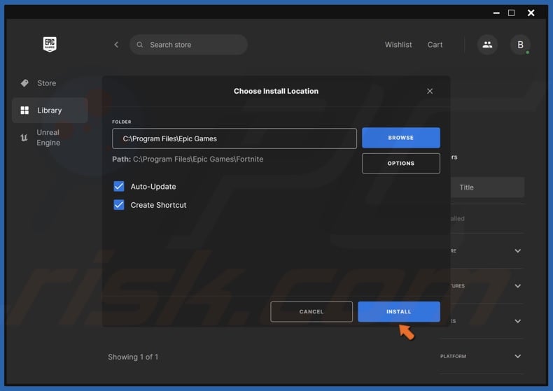 Choose the installation location and click Install
