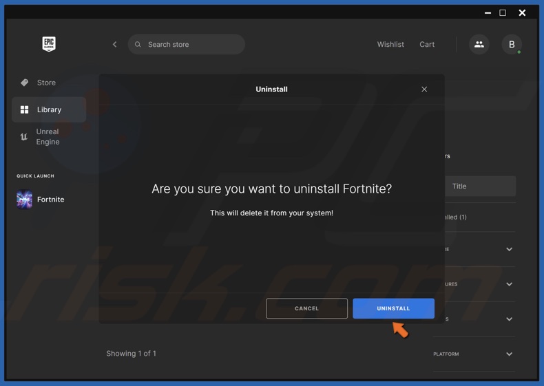 Click Uninstall to confirm the removal