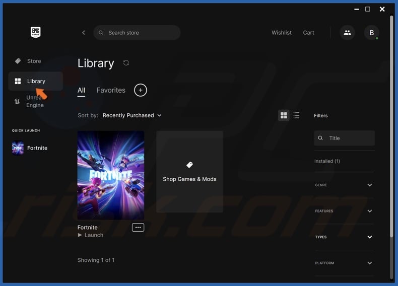 Select the Library panel