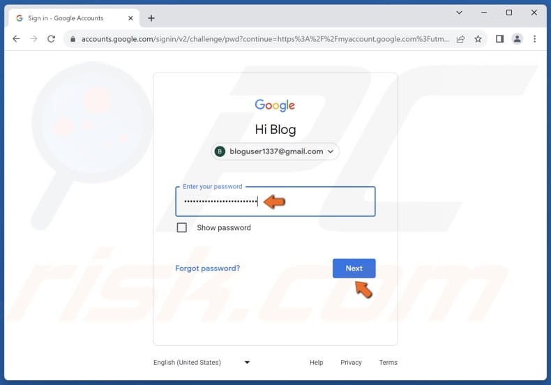 Sign in to your Google account