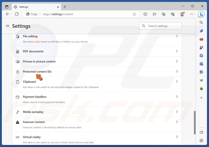 Click Protected content IDs