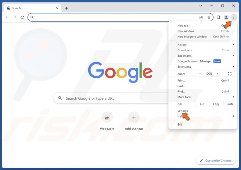 Open the Chrome menu and click Settings