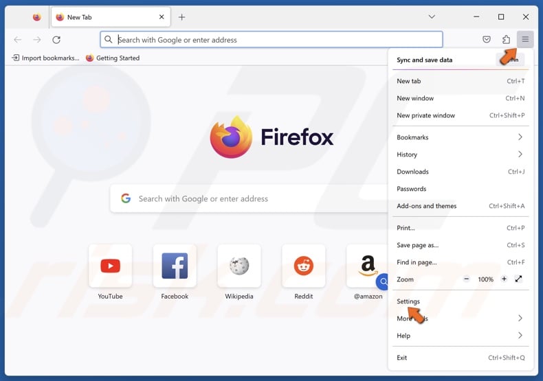 Open the Firefox menu and click Settings
