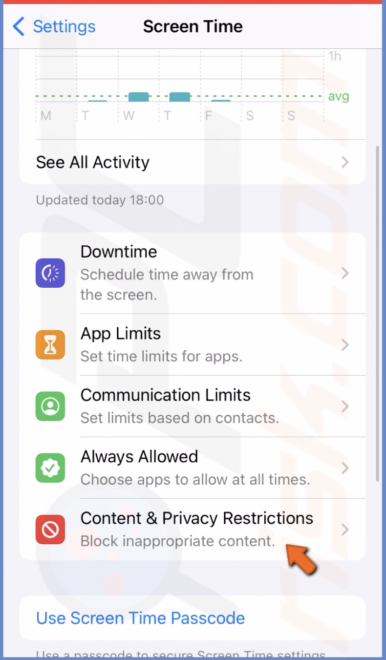 Tap on Content & Privacy Restrictions