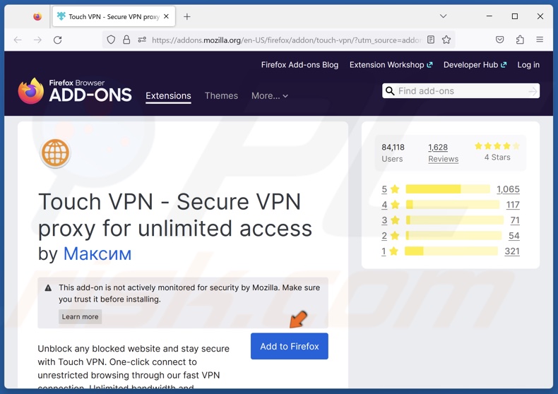 Click Add to Firefox