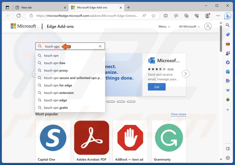 Type in Touch VPN in the search box and press Enter
