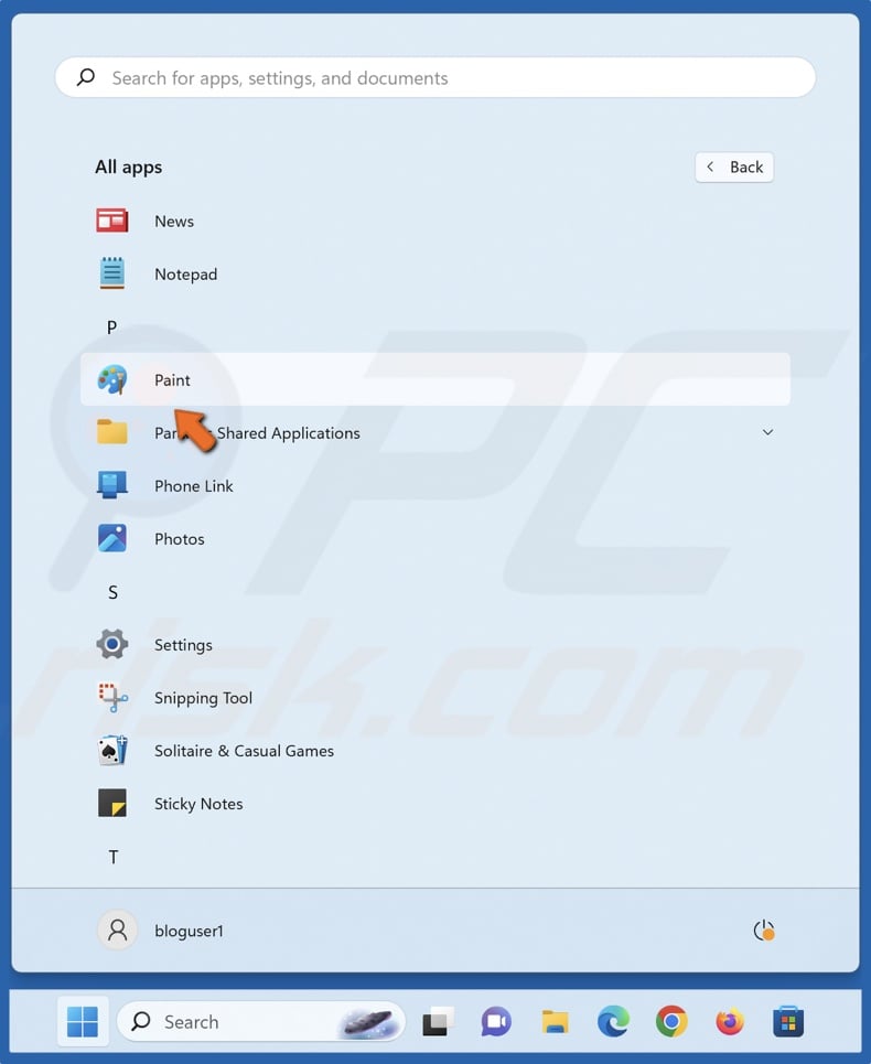 Click Paint to open it