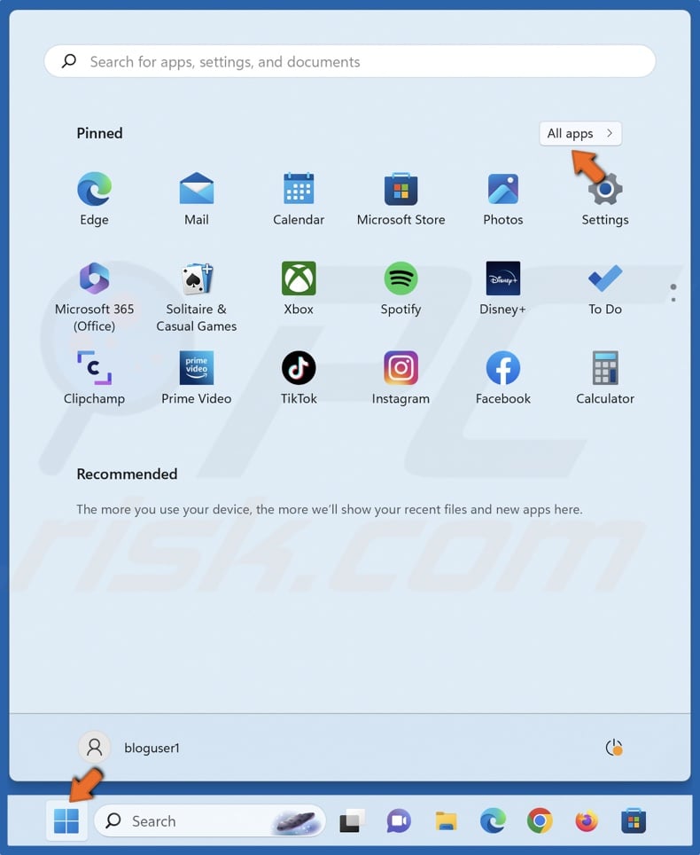 Open the Start menu and click All apps