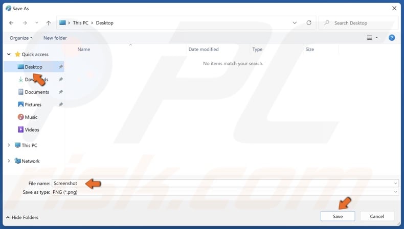Enter a file name, choose where to save it, and click Save