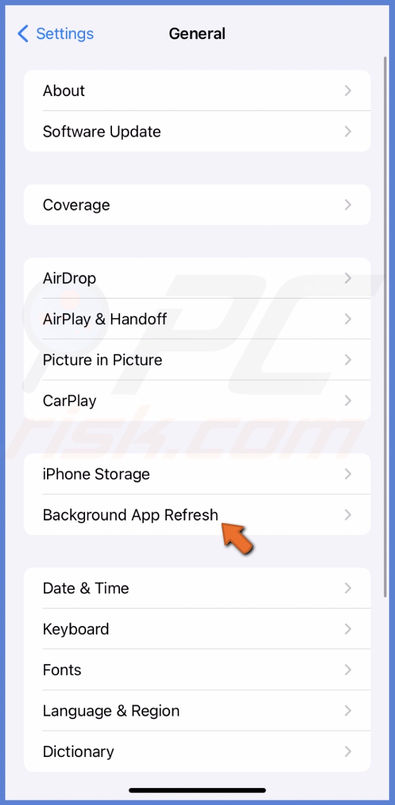 Tap Background App Refresh