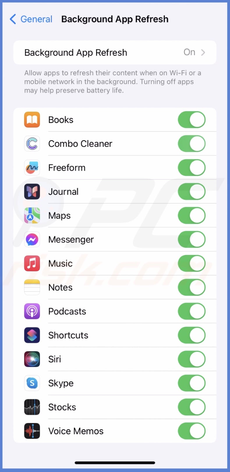 Enable Background App Refresh