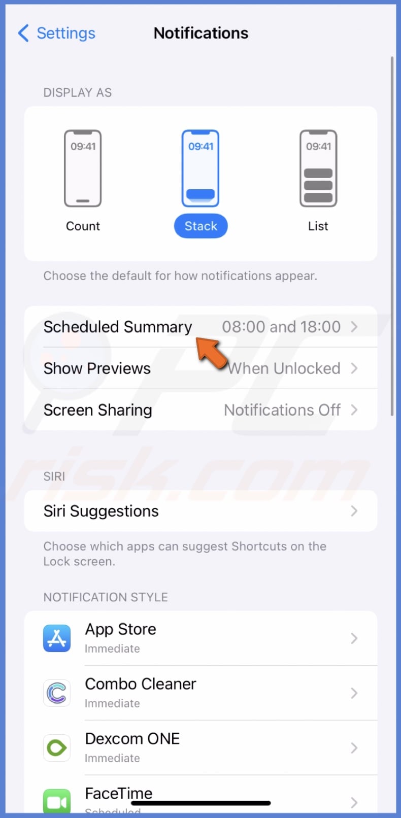 Tap Scheduled Summary