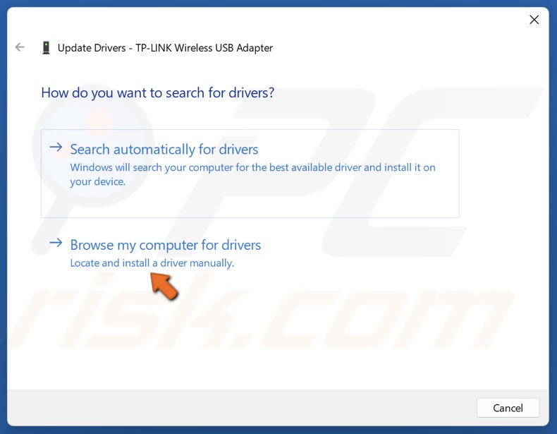 Select Browse my computer for drivers